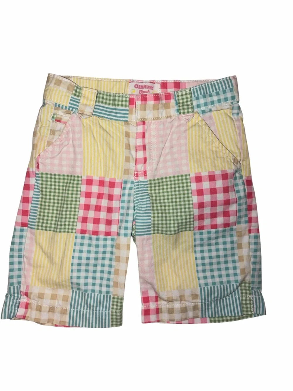 EUC OshKosh B’gosh Patchwork Gingham Shorts Girls 6X Cottagecore Summer Resort
